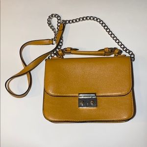 Deep warm yellow leather bag PU leather